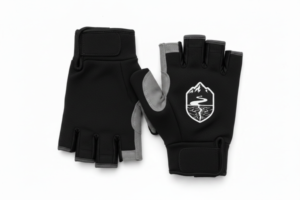 DesertDepthCraft Fingerless Belay Gloves - Black & Gray